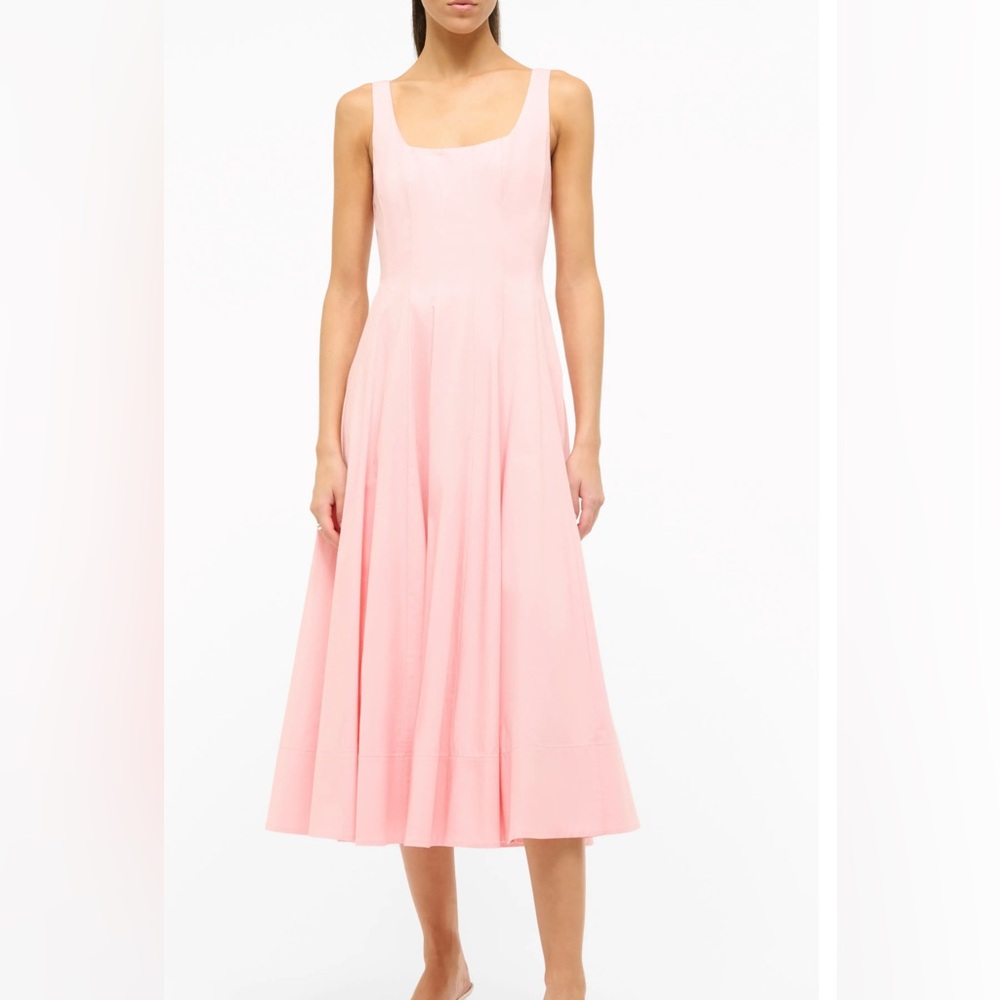 STAUD Blush Pink Midi Dress